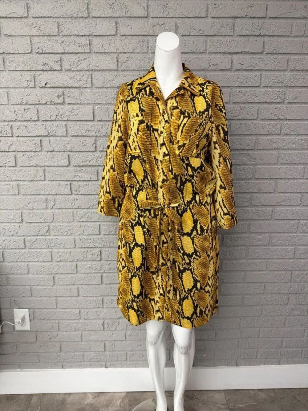 New York & Company Animal Print Shirt Dress Size M